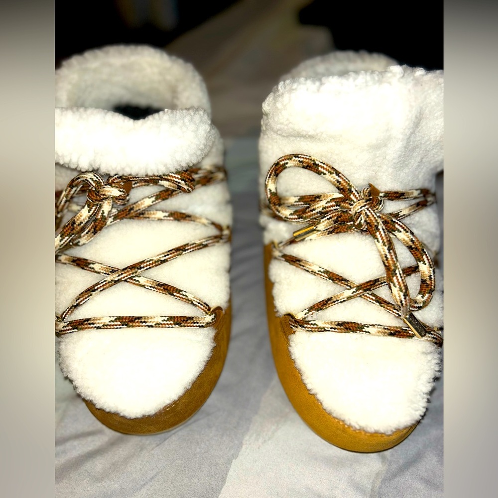 Moon Boot White and Tan Women's Shoes
